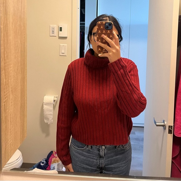 Col roulé en laine rouge - Picture 4 of 4